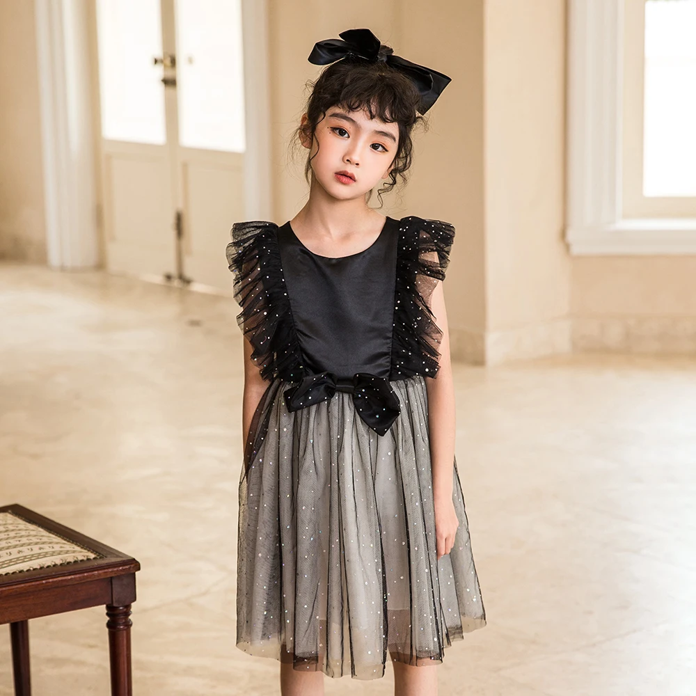 Teenager Girls Princess Dresses 2022 Summer New Black Children Clothing Cute Kids Mesh Patchwork Dress, #6851 
Teenager Girls Princess Dresses 2022 Summer New Black Children Clothing Cute Kids Mesh Patchwork Dress, #6851