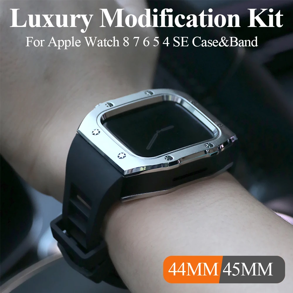 Luxury Modification Kit Case Band For Apple Watch 8 7 6 5 4 SE 44mm 45mm Strap Metal Frame Bezel Watchband for iWatch Series
Luxury Modification Kit Case Band For Apple Watch 8 7 6 5 4 SE 44mm 45mm Strap Metal Frame Bezel Watchband for iWatch Series