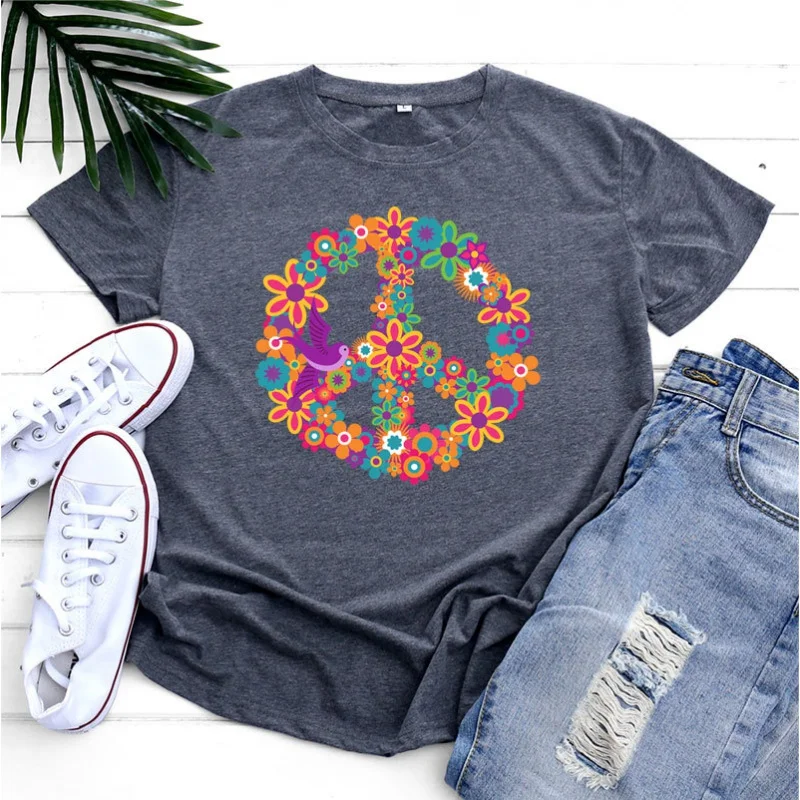 Cute Floral Printed Pattern Women's Cotton Round Neck T-shirt Loose Casual Plus Size Short Sleeve Women's Tops
Cute Floral Printed Pattern Women's Cotton Round Neck T-shirt Loose Casual Plus Size Short Sleeve Women's Tops