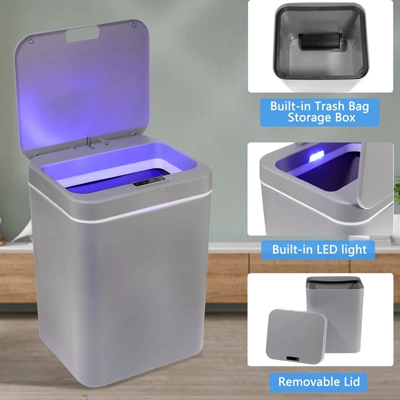 16 L Automatic Rubbish Bin With Sensor Non-Contact Waste Bin With Lid For Bathroom And Kitchen With Rubbish Bag Box
16 L Automatic Rubbish Bin With Sensor Non-Contact Waste Bin With Lid For Bathroom And Kitchen With Rubbish Bag Box
