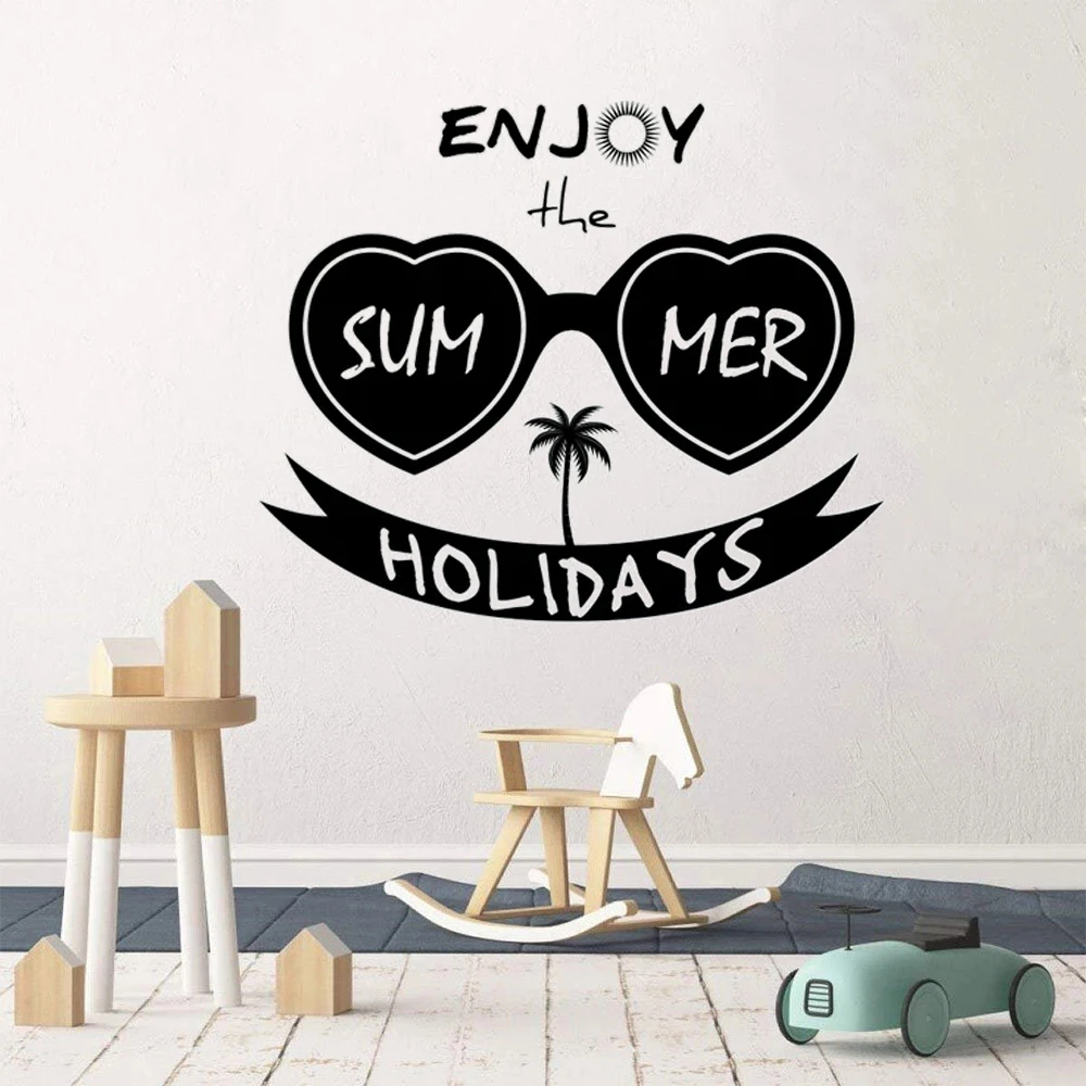 Enjoy The Summer Holidays Quotes Wall Decals Vinyl Beach Livingroom Decor Stickers Sunglasses Palm Tree Murals HJ1201
Enjoy The Summer Holidays Quotes Wall Decals Vinyl Beach Livingroom Decor Stickers Sunglasses Palm Tree Murals HJ1201