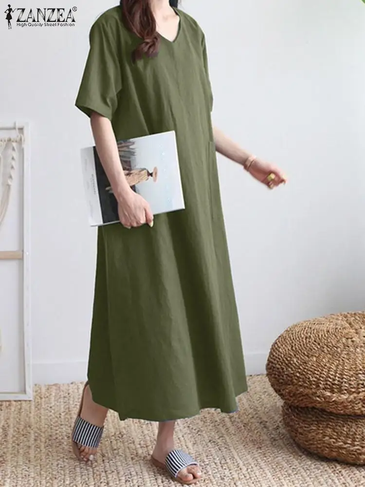 ZANZEA OversizeSummer Sundress Fashion Women V Neck Half Sleeve Solid Casual Work Party Vestido Loose Midi Dress Robe Femme
ZANZEA OversizeSummer Sundress Fashion Women V Neck Half Sleeve Solid Casual Work Party Vestido Loose Midi Dress Robe Femme