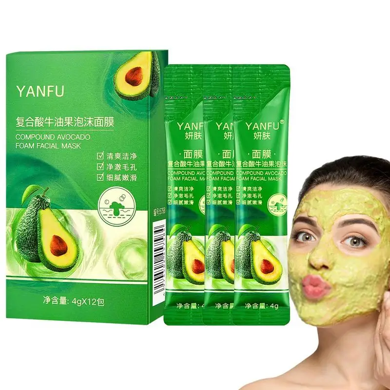 

Avocado Cleansing Clay Avocado Bubble Mud 12pcs Facial Skin Care Set For Blackhead Remover Deep Pore Cleansing Reduce Blackheads