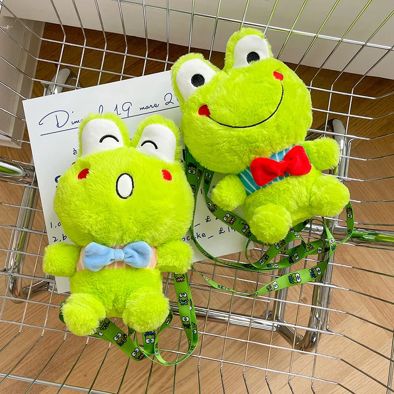 

Sanrio Kero Keroppi Cartoon Plush Filled Backpack Creative Frog Exquisite Storage Cute Doll Bag A Birthday Gifts for Children