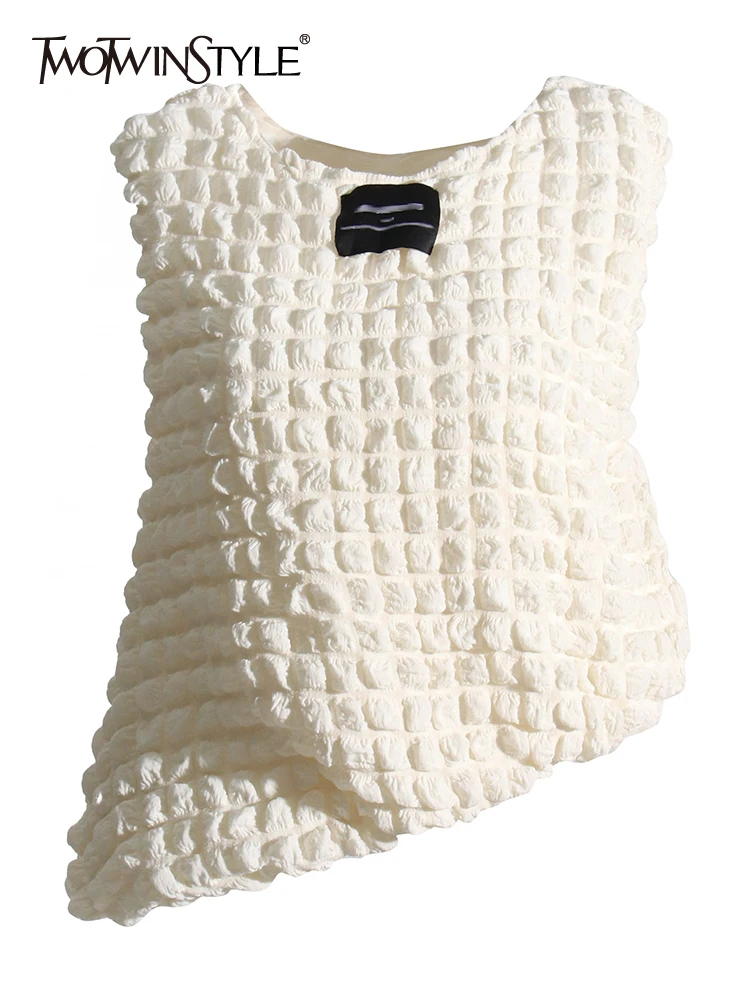 TWOTWINSTYLE Solid Temperament Vests For Women Round Neck Sleeveless Loose Minimalist Casual Tank Tops Female Fashion Clothing 
TWOTWINSTYLE Solid Temperament Vests For Women Round Neck Sleeveless Loose Minimalist Casual Tank Tops Female Fashion Clothing