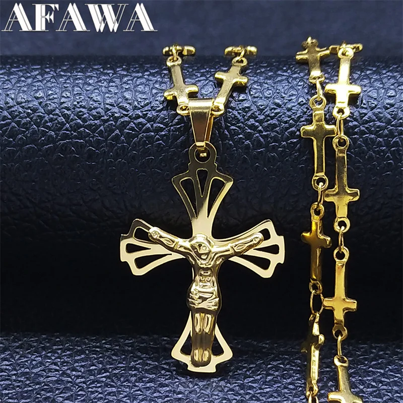 Stainless Steel Jesus Cross Pendant Necklaces Women/Men Gold Color Christian Necklace Jewelry joyeria acero inoxidable N8066S02
Stainless Steel Jesus Cross Pendant Necklaces Women/Men Gold Color Christian Necklace Jewelry joyeria acero inoxidable N8066S02