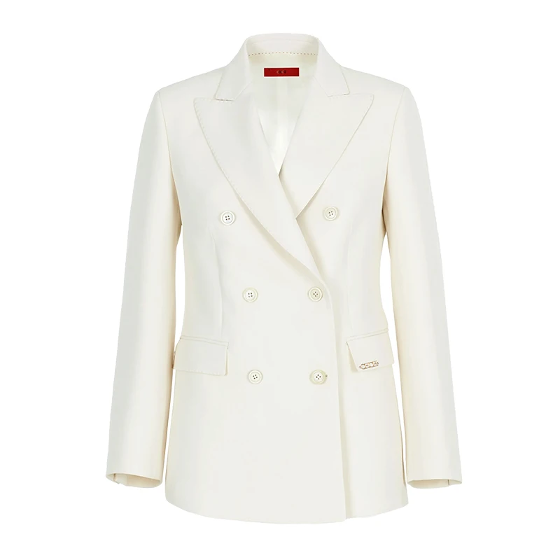 

Women's Suit Jacket Customize Luxury Quality Classic Office White Women Pocket Blazers Suit Skirt Commuting Simple Jacket Top