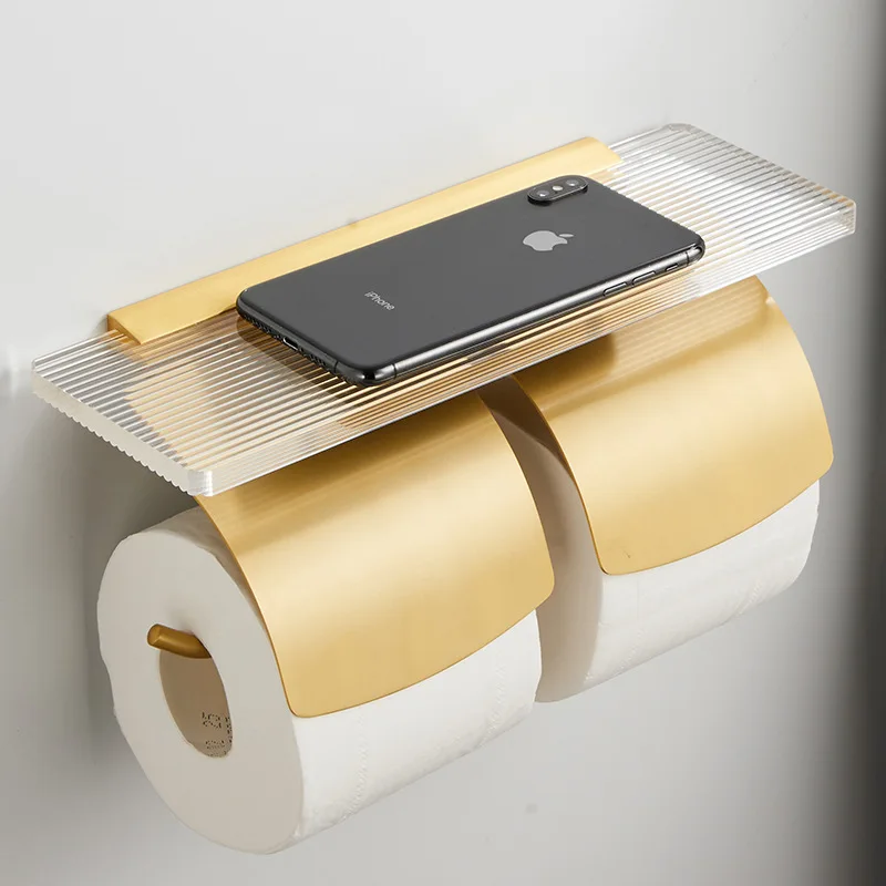 Acrylic Toilet Paper Roll Rack 2 Hand Toilet Paper Box, Wall Mounted Toilet Paper Shelf Gold Paper Holder
Acrylic Toilet Paper Roll Rack 2 Hand Toilet Paper Box, Wall Mounted Toilet Paper Shelf Gold Paper Holder