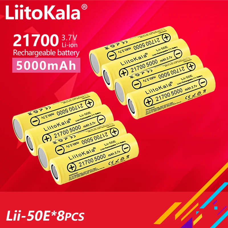8PCS LiitoKala Lii-50E/Lii-40A 21700 4000mah/5000mAh 3.7V rechargeable 5C discharge lithium battery DIY Electric bicycle
8PCS LiitoKala Lii-50E/Lii-40A 21700 4000mah/5000mAh 3.7V rechargeable 5C discharge lithium battery DIY Electric bicycle
