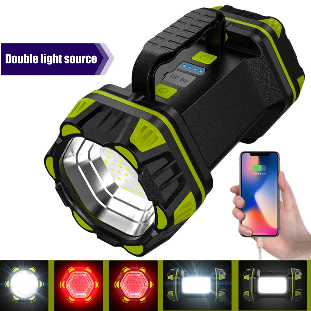 

ZK50 4800mAh LED Flashlight Dual Light Source Torch Light Power Bank USB Rechargeable Camping Light Powerful Lantern Spotlight