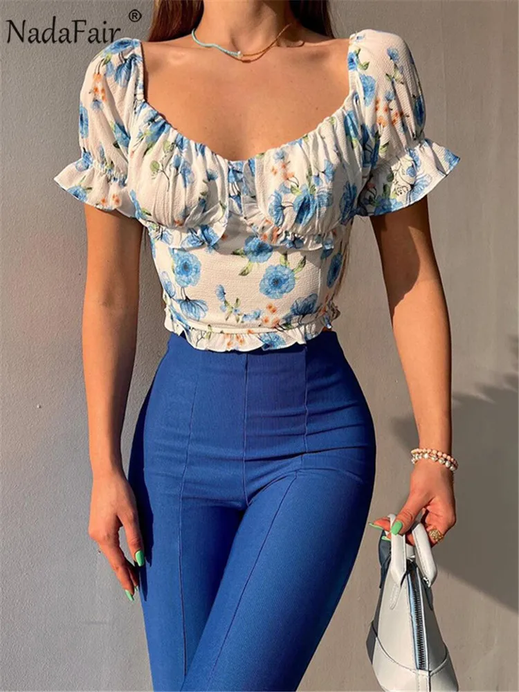 Nadafair Цветочные блузки для женщин 2022 Blusas y Camisas летний короткий рукав укороченный топ блуза Feminina оборки элегантные рубашки топы
Nadafair Цветочные блузки для женщин 2022 Blusas y Camisas летний короткий рукав укороченный топ блуза Feminina оборки элегантные рубашки топы