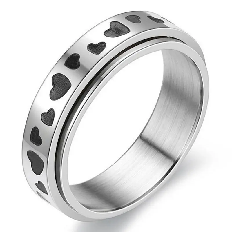 6mm Stainless Steel Love Heart Rotatable Rings for Women No Fading Anxiety Anti Stress Ring Vintage Jewelry Accessories Gifts
6mm Stainless Steel Love Heart Rotatable Rings for Women No Fading Anxiety Anti Stress Ring Vintage Jewelry Accessories Gifts