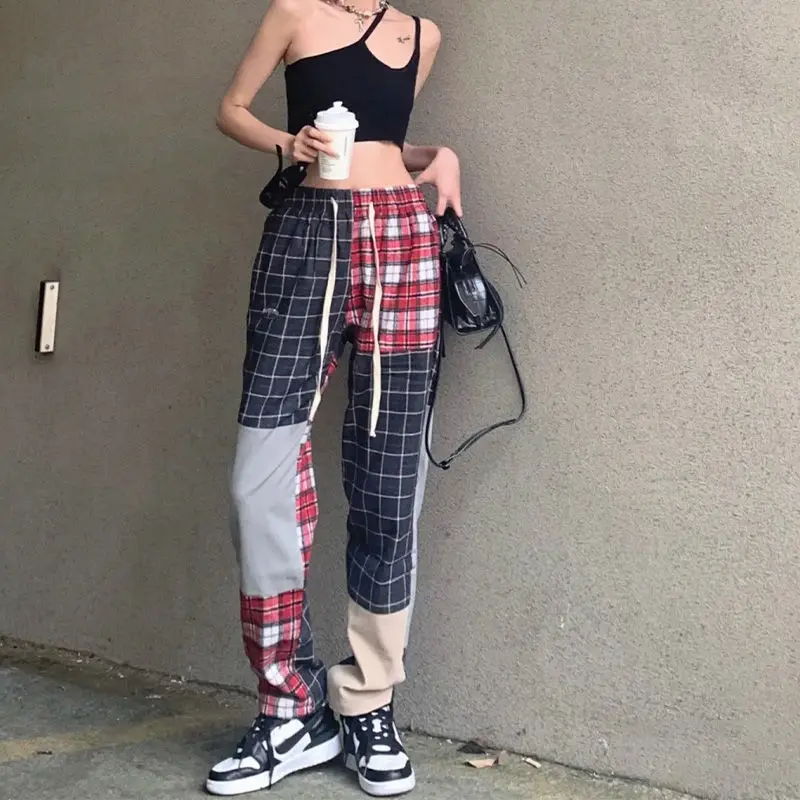 Plaid Pants Women High Waist 2021 Autumn New Korean Fashion Splicing Beggar Style Baggy Straight Wide Leg Pants Women Clothing
Plaid Pants Women High Waist 2021 Autumn New Korean Fashion Splicing Beggar Style Baggy Straight Wide Leg Pants Women Clothing