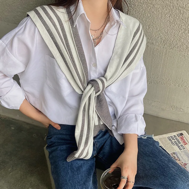Korean Women Striped Shirt Detachable Collars Girls Lapel Fake Collar Shawl Wraps Female Removable False Collar Decorative
Korean Women Striped Shirt Detachable Collars Girls Lapel Fake Collar Shawl Wraps Female Removable False Collar Decorative