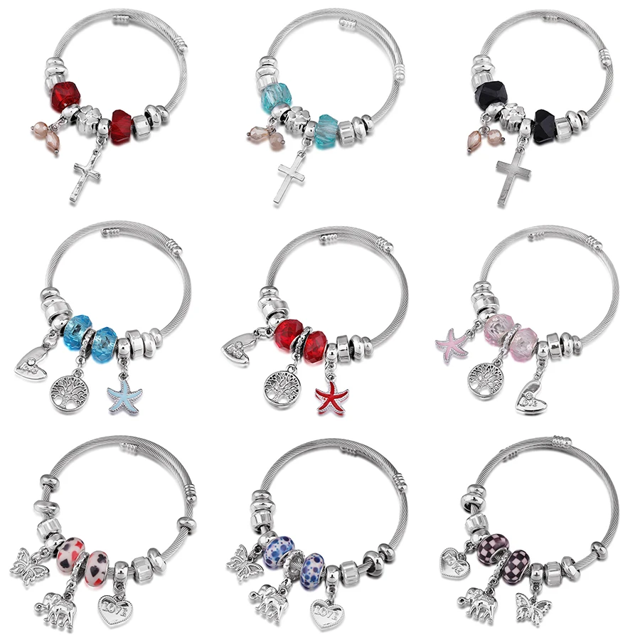 Beaded Stainless Steel Bracelets Accessories Pendants Diy Women Jewelry Flower Cross Elephant Life Tree Butterfly Bracelet
Beaded Stainless Steel Bracelets Accessories Pendants Diy Women Jewelry Flower Cross Elephant Life Tree Butterfly Bracelet