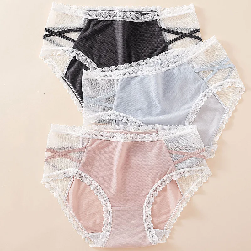 Cross-strap Panties Female Pure Desire Mesh See-through Lace Japanese Sexy Seamless Bag Hip Cotton Crotch Girl Mid-waist Briefs
Cross-strap Panties Female Pure Desire Mesh See-through Lace Japanese Sexy Seamless Bag Hip Cotton Crotch Girl Mid-waist Briefs