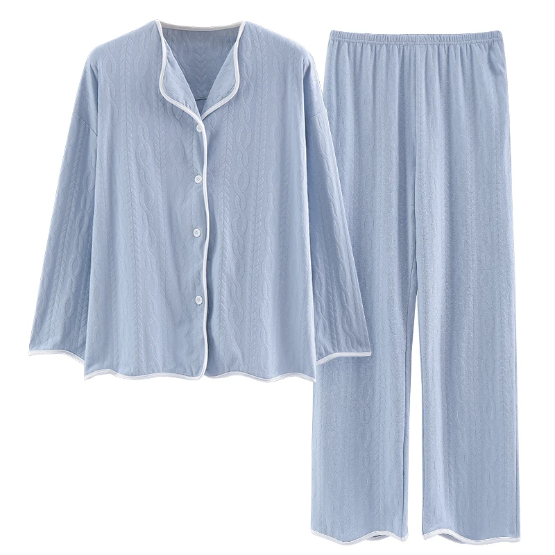 Plus Size Women's Pajamas Set Simple Light Blue Warm Lapel Long Sleeves and Pants PJ Suit Loose Longwear Sleepwear Nightwear
Plus Size Women's Pajamas Set Simple Light Blue Warm Lapel Long Sleeves and Pants PJ Suit Loose Longwear Sleepwear Nightwear
