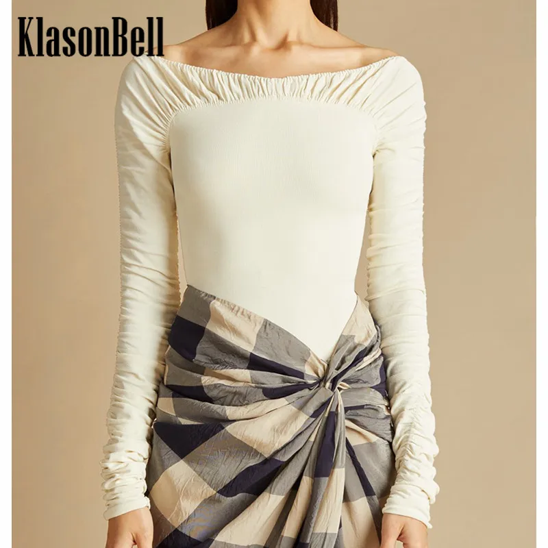 8.24 KlasonBell Fashion Sexy Off-Shoulder Spliced Knitted Ruched Long Sleeve Slim Bodysuit Top Women
8.24 KlasonBell Fashion Sexy Off-Shoulder Spliced Knitted Ruched Long Sleeve Slim Bodysuit Top Women