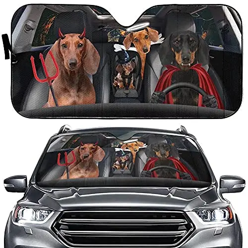 Halloween Dachshund Sun Shade for Car Windshield, Pet Dog Car Sunshield Foldable Sun Visor Cover,Animal Auto Sunshield Protector 
Halloween Dachshund Sun Shade for Car Windshield, Pet Dog Car Sunshield Foldable Sun Visor Cover,Animal Auto Sunshield Protector