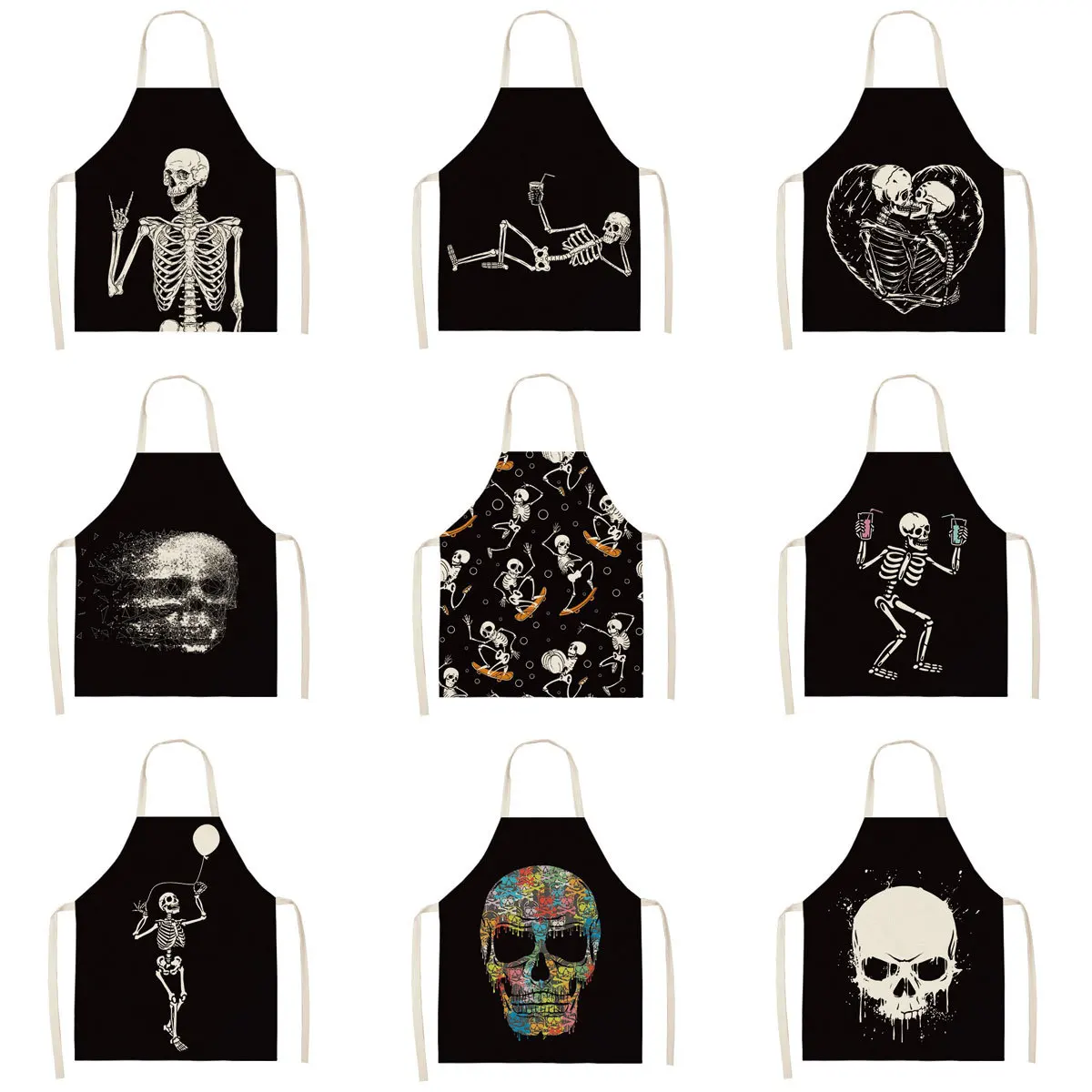 Funny black and white skull series apron parent-child apron children's kitchen cooking apron cleaning tool sleeveless home apron
Funny black and white skull series apron parent-child apron children's kitchen cooking apron cleaning tool sleeveless home apron