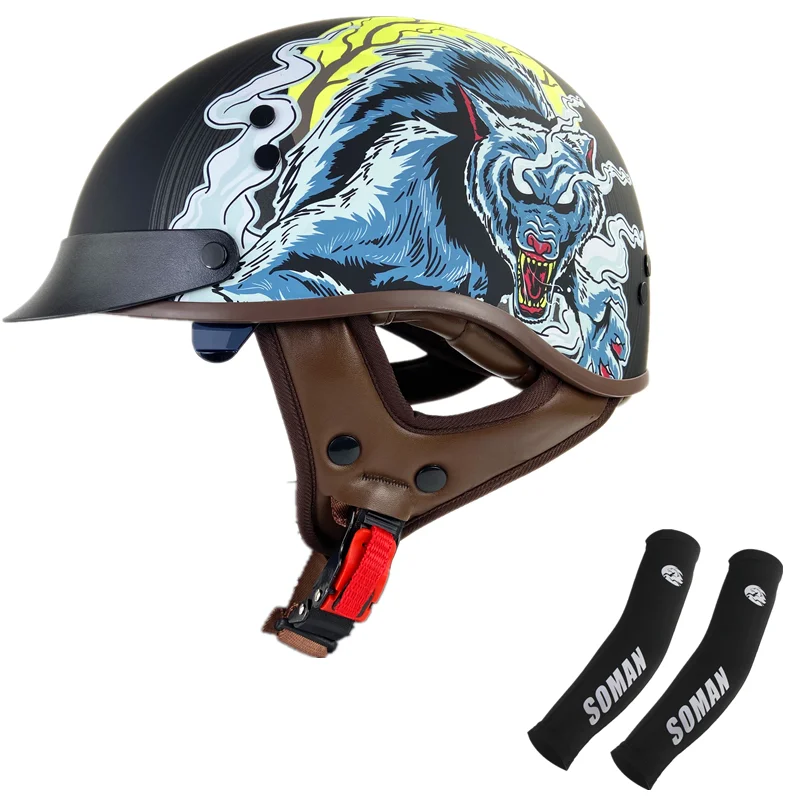DOT Approved Retro Motorcycle Half Helmet Chopper with Anti-UV Dustproof Visor Cycling Outside Ice Sleeve for Men Riding
DOT Approved Retro Motorcycle Half Helmet Chopper with Anti-UV Dustproof Visor Cycling Outside Ice Sleeve for Men Riding