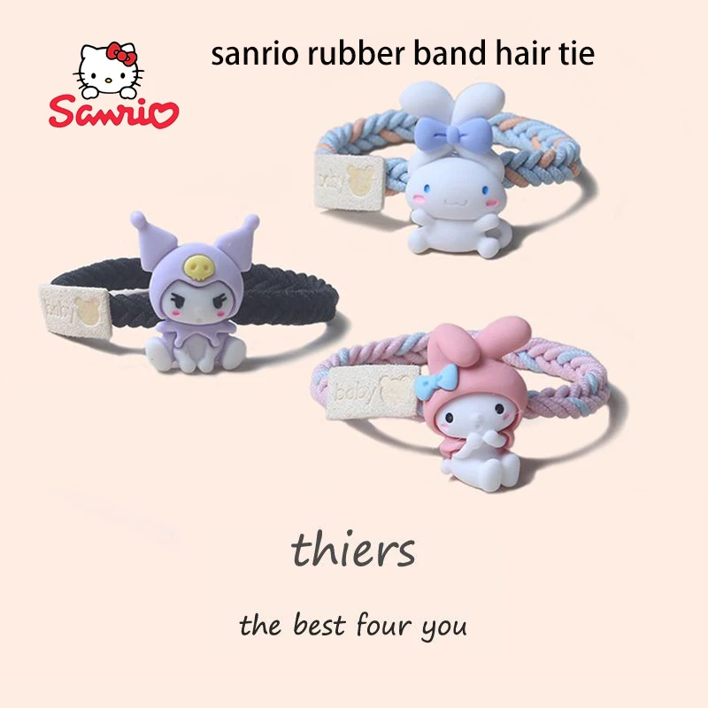 

Sanrio Kuromi Hello Kitty моя мелодия резинка для волос Kawaii резинка для волос кольцо для волос головной убор браслет простой прочный подарок для девушки на день рождения