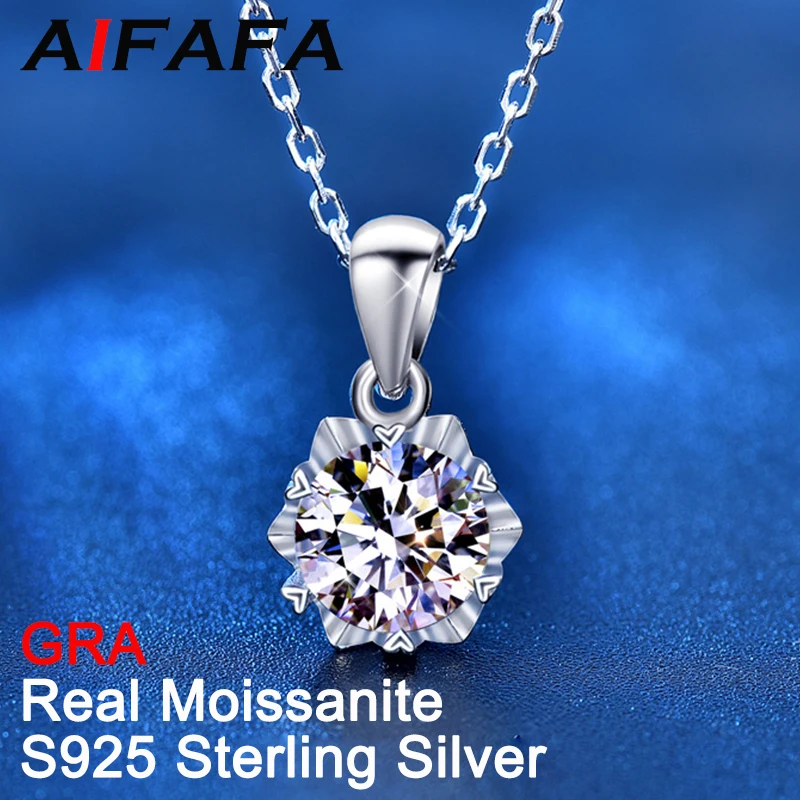 AIFAFA 1 Carat Real Moissanite Snowflake Necklace Pendant For Women Top Quality 100% S925 Sterling Silver Wedding Bridal Jewelry
AIFAFA 1 Carat Real Moissanite Snowflake Necklace Pendant For Women Top Quality 100% S925 Sterling Silver Wedding Bridal Jewelry