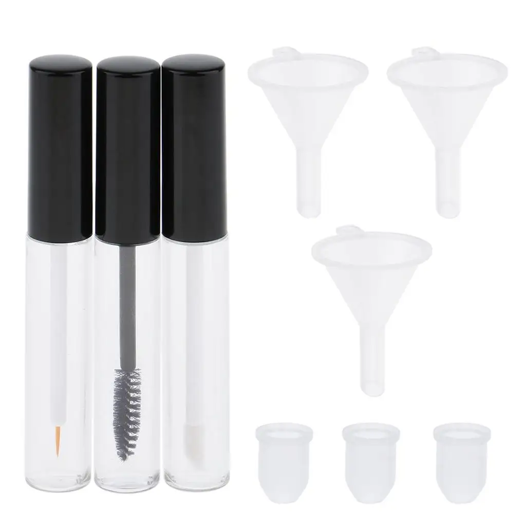 3 Pcs Transparent Empty Oil Eyeliner Tube Bottles Container with Wands Funnels Black Cap
3 Pcs Transparent Empty Oil Eyeliner Tube Bottles Container with Wands Funnels Black Cap