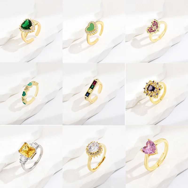Fashion love heart flower design drip oil colorful zircon open ring plating gold luxury jewelry party daily rings
Fashion love heart flower design drip oil colorful zircon open ring plating gold luxury jewelry party daily rings