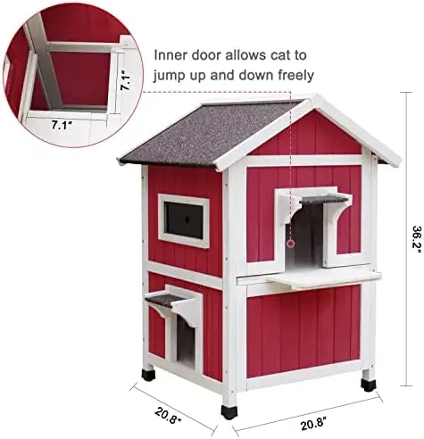 Outdoor Cat House for Feral Cats, Outside Wooden Stray Cat Shelter 2 Story Large Cat House for 2-4 Cats with Balcony and Escape
Outdoor Cat House for Feral Cats, Outside Wooden Stray Cat Shelter 2 Story Large Cat House for 2-4 Cats with Balcony and Escape