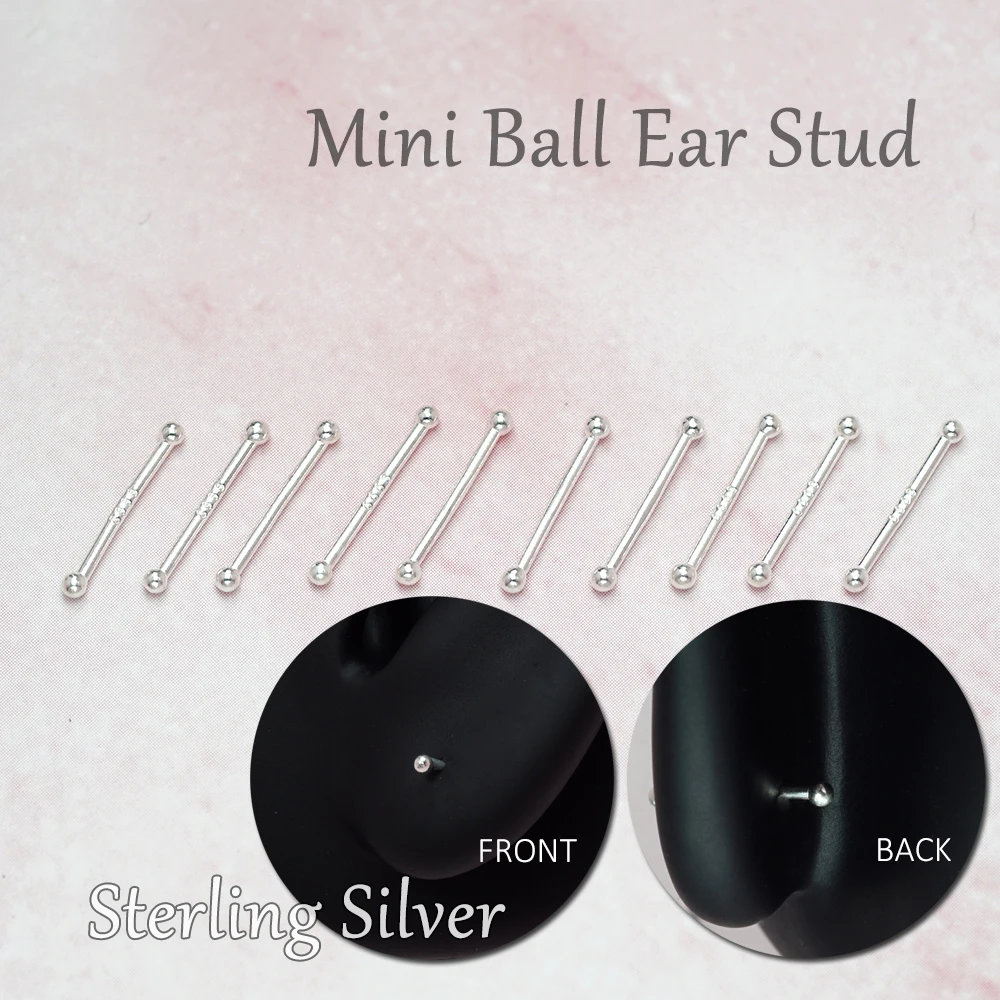 

925 Sterling Anti-allergy 20G 0.8mm Cartilage Helix Tragus Conch Earrings Mini Ball Ear Stud Piercing Jewelry for Woman and Man