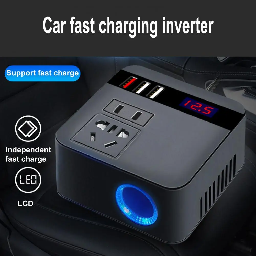 

300W Car Inverter DC 12V To 220V Power Converter 3 USB Ports Socket Adapters Automobiles Inverters Charger Fast Charging