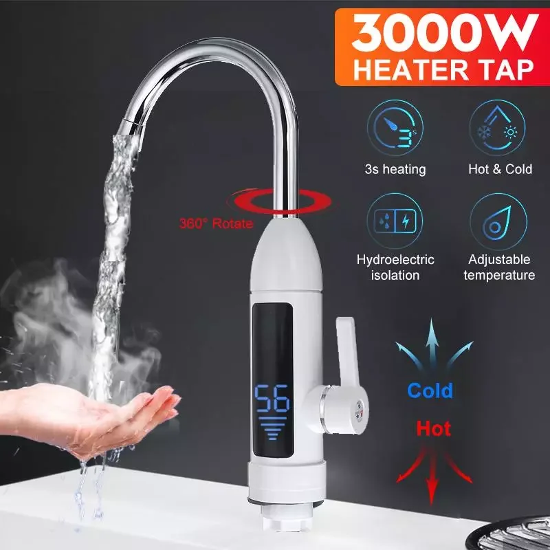 3000W 220V Electric Kitchen Water Heater Tap Instant Hot Water Faucet Heater Cold Heating Faucet Digital Tankless Water Heater
3000W 220V Electric Kitchen Water Heater Tap Instant Hot Water Faucet Heater Cold Heating Faucet Digital Tankless Water Heater
