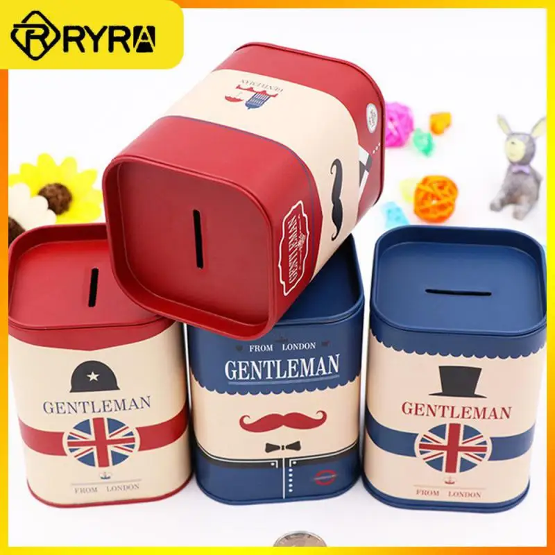 

With Cover Design Not Easy To Deformation British Wind The Use Of Tinplate Material Piggy Bank Durable Storage Cans Tinplate