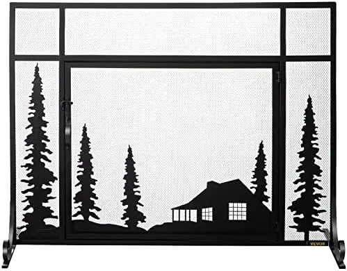 Screen, 44" Fireplace Screens Decorative, Black Solid Steel Fireplace Cover Screen, Iron Fireplace Screen with Single Door, 
Screen, 44" Fireplace Screens Decorative, Black Solid Steel Fireplace Cover Screen, Iron Fireplace Screen with Single Door,