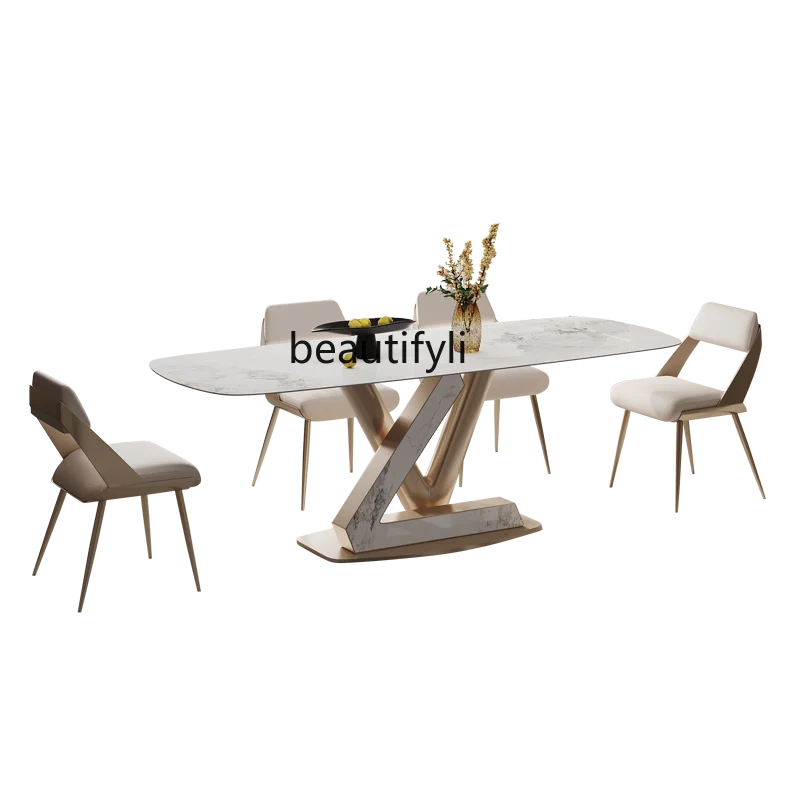 Stone Plate Dining Table Light Luxury High-End Dining Table Household Cream Style Dining Tables and Chairs Set
Stone Plate Dining Table Light Luxury High-End Dining Table Household Cream Style Dining Tables and Chairs Set