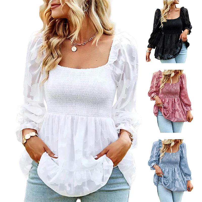 Mesh Blouse Long Puff Sleeve Square Collar Women Blouse Shirt Solid 2022 Autumn Spring New Slim Elegant Sweet Shirt Clothes Tops
Mesh Blouse Long Puff Sleeve Square Collar Women Blouse Shirt Solid 2022 Autumn Spring New Slim Elegant Sweet Shirt Clothes Tops