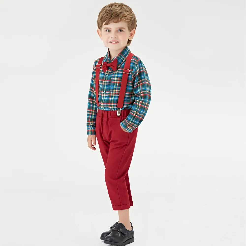 Children's Retro Plaid Shirt Straps Trousers 2pcs Clothing Set Boys Long Sleeve Plaid Cotton Brushed Shirts Pants Outfit
Children's Retro Plaid Shirt Straps Trousers 2pcs Clothing Set Boys Long Sleeve Plaid Cotton Brushed Shirts Pants Outfit