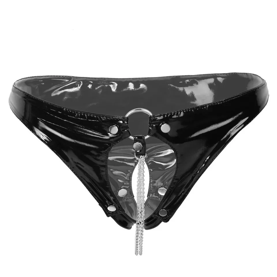 Mens Erotic Sexy Underwear Metallic Look Faux Patent Leather Black Lingerie Front Button Low Waist Bulge Pouch Triangle Briefs
Mens Erotic Sexy Underwear Metallic Look Faux Patent Leather Black Lingerie Front Button Low Waist Bulge Pouch Triangle Briefs