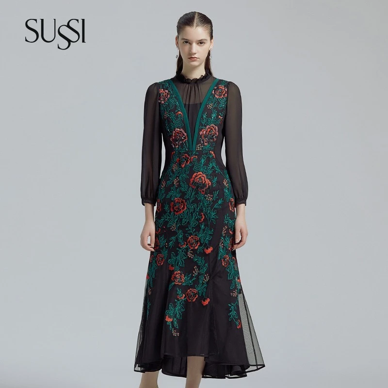 High-end Elegant Fashion Atmosphere Classical Style Embroidery Spring And Autumn Long Sleeve Dress
High-end Elegant Fashion Atmosphere Classical Style Embroidery Spring And Autumn Long Sleeve Dress