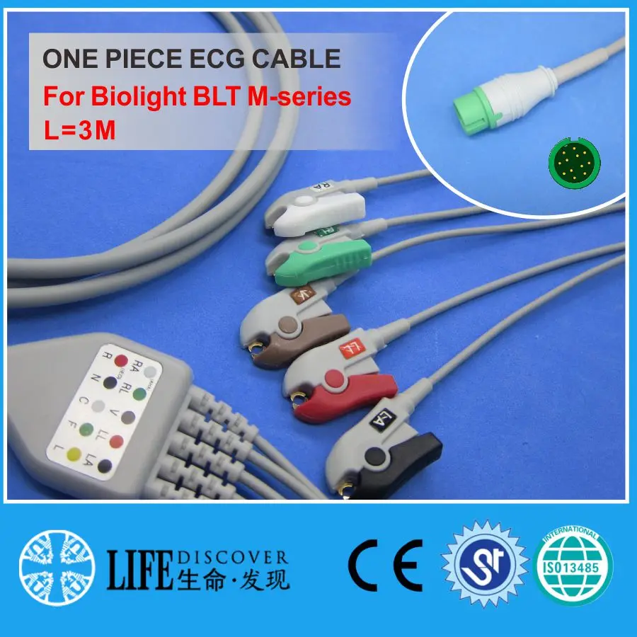 Кабель ЭКГ с зажимом из 5 проводов для контроля пациента Biolight BLT серии M
Кабель ЭКГ с зажимом из 5 проводов для контроля пациента Biolight BLT серии M