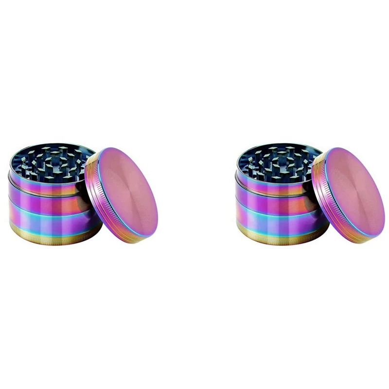 2X Efficient Grinding Zinc Alloy Grinder,2 Inch Grinders - 4 Layer Rainbow Grinder 
2X Efficient Grinding Zinc Alloy Grinder,2 Inch Grinders - 4 Layer Rainbow Grinder