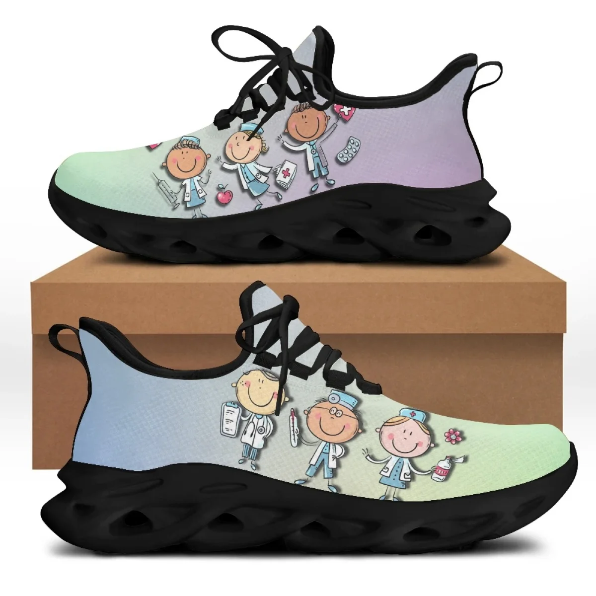 CYWGIFT Fashion Cartoon Nurse Girls Medical Pattern Mesh Sneakers for Women Light Lace up Flat Shoes Female Casual Sport Shoes
CYWGIFT Fashion Cartoon Nurse Girls Medical Pattern Mesh Sneakers for Women Light Lace up Flat Shoes Female Casual Sport Shoes