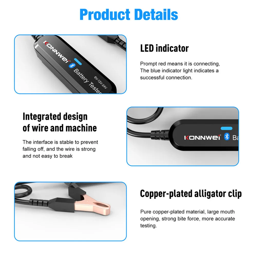 Durable High Quality Car Battery Analyzer Scanner Lead-Acid 6V 12V 24V BK200 Black Bluetooth 5.0 Bluetooth Test
Durable High Quality Car Battery Analyzer Scanner Lead-Acid 6V 12V 24V BK200 Black Bluetooth 5.0 Bluetooth Test