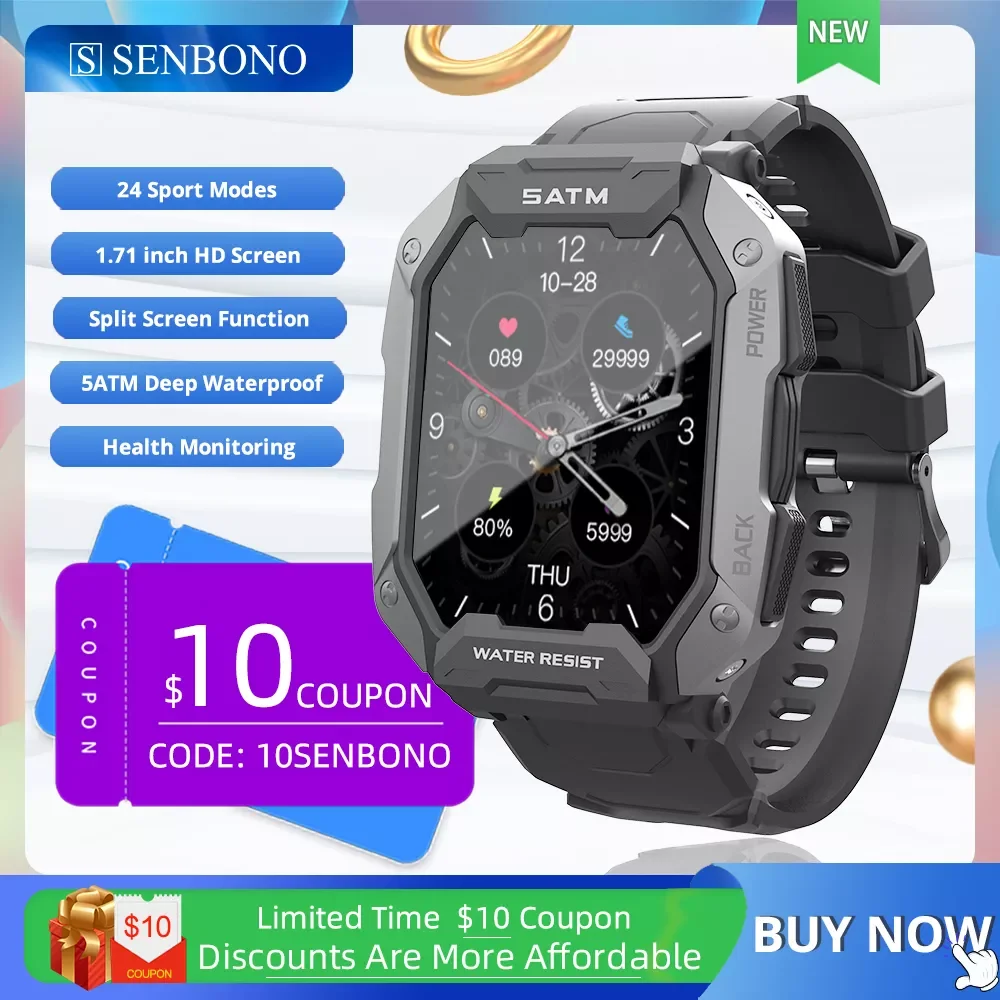 SENBONO 2022 Men's Smart Watch 5ATM IP68 Waterproof Swimming Health Monitoring 24 Sports Modes Watches Smartwatch for IOS Xi
SENBONO 2022 Men's Smart Watch 5ATM IP68 Waterproof Swimming Health Monitoring 24 Sports Modes Watches Smartwatch for IOS Xi