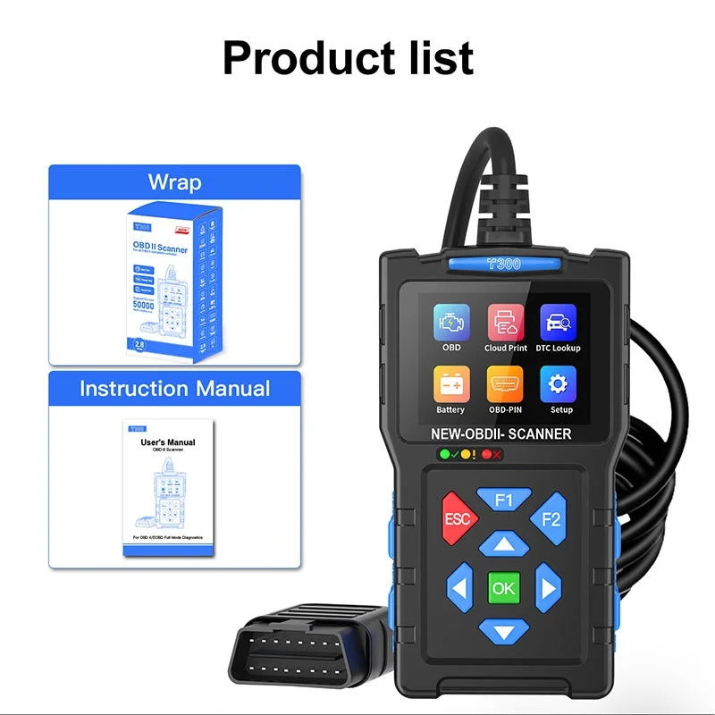 OBD2 Car Scanner Diagnostic Tool Check Engine Fault Code Reader Mode 6,Mode 8 & I/M 24-inch Screen Diagnostic Scanning Tool T300
OBD2 Car Scanner Diagnostic Tool Check Engine Fault Code Reader Mode 6,Mode 8 & I/M 24-inch Screen Diagnostic Scanning Tool T300
