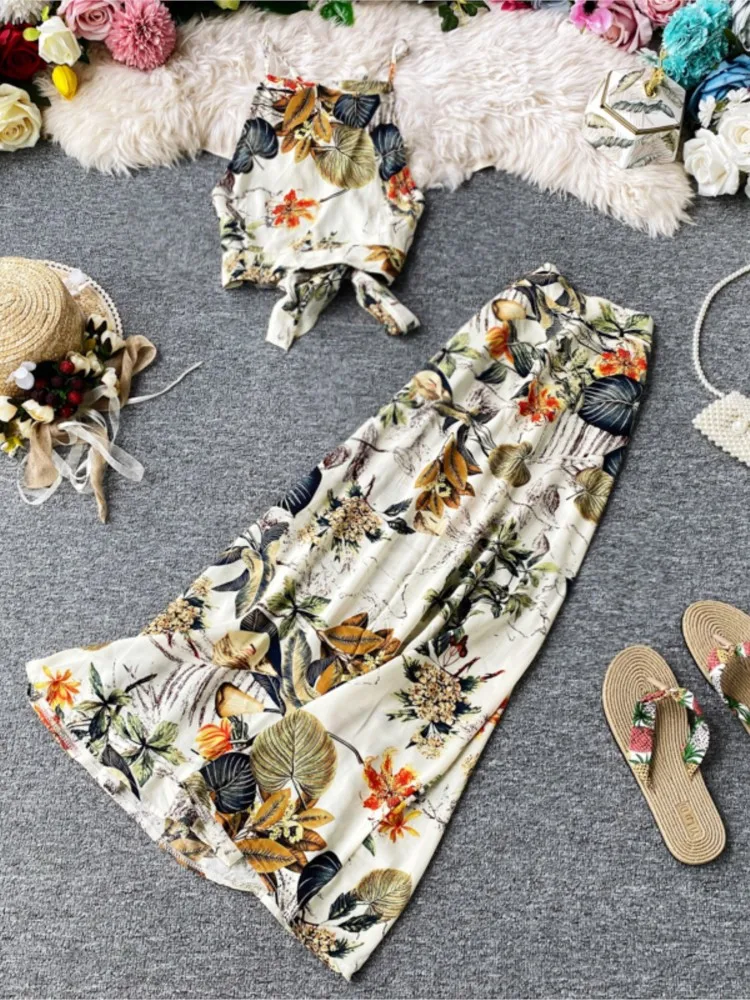 Women Summer Korean Casual Floral Skirt Set Sexy Sleeveless Short Tops & High Waist A-line Skirt Female Two Piece Suit
Women Summer Korean Casual Floral Skirt Set Sexy Sleeveless Short Tops & High Waist A-line Skirt Female Two Piece Suit