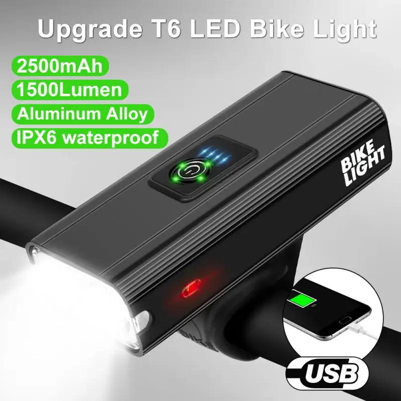 T6 LED Bicycle Light Front 1500Lumen USB Rechargeable Lantern MTB Road Mountain Bike Lamp Cycling Flashlight Bicycle Accessories
T6 LED Bicycle Light Front 1500Lumen USB Rechargeable Lantern MTB Road Mountain Bike Lamp Cycling Flashlight Bicycle Accessories