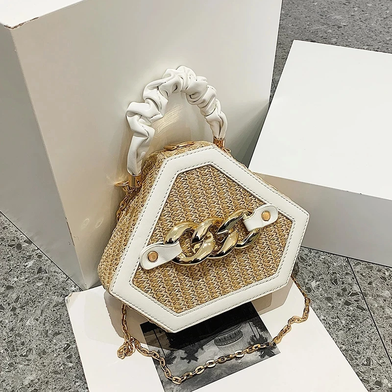Thick Chain Straw Crossbody Messenger Bags Polygon Bucket Bags for Women 2022 Small Summer Lady Travel Handbags Female Shoulder
Thick Chain Straw Crossbody Messenger Bags Polygon Bucket Bags for Women 2022 Small Summer Lady Travel Handbags Female Shoulder