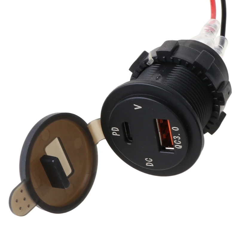 IP66 Water Proof 12V DC Power Delivery QC3.0 Dual Type-c 5V 3A USB Motorcycle Cigarette Lighter Socket Charger Connector and for 
IP66 Water Proof 12V DC Power Delivery QC3.0 Dual Type-c 5V 3A USB Motorcycle Cigarette Lighter Socket Charger Connector and for